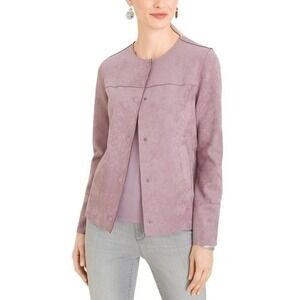 Chico's Women's Pale Lavender Faux Suede Scuba Jacket Size 1